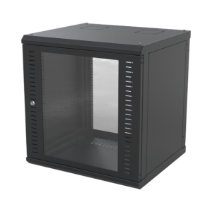 19 12U Wall Mount Cabinet, Single Section, Tempered Glass, Welded frame